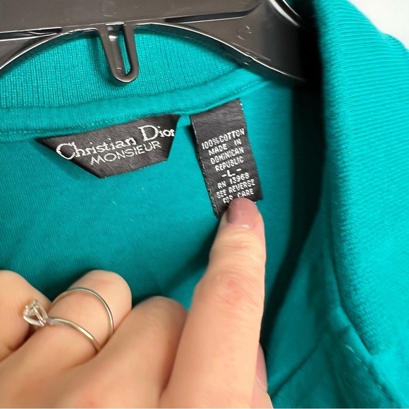 B4 VTG CHRISTIAN DIOR Monsieur Mens Shirt Green Front Pocket Short Sleeve - Picture 7 of 7